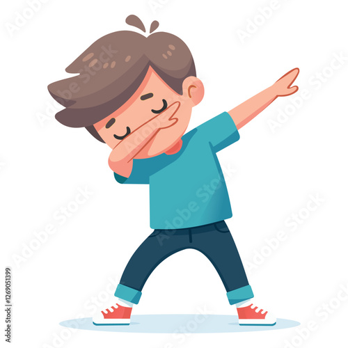 Dabbing Pose Boy in Simple Vector