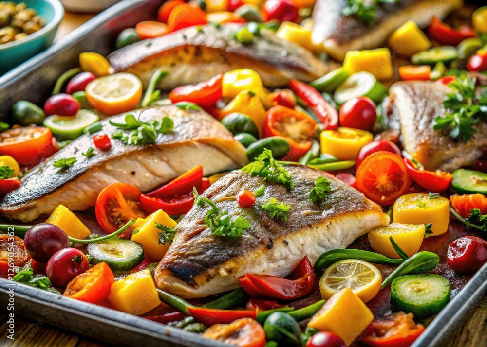 Easy sheet pan dinner! Tilt-shift seasoned fish & veggies, minimal cleanup, perfect for meal prepping. Easy sheet pan dinner! Tilt-shift seasoned fish & veggies, minimal cleanup, perfect for meal prepping.