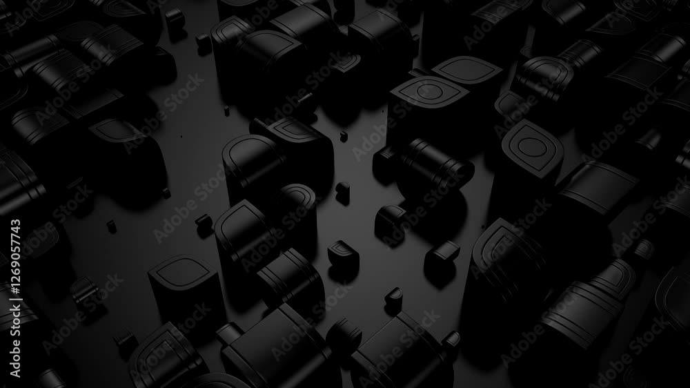 Background of Geometric Shapes. Abstract motion, loop, two color, 3d rendering, 4k resolution
