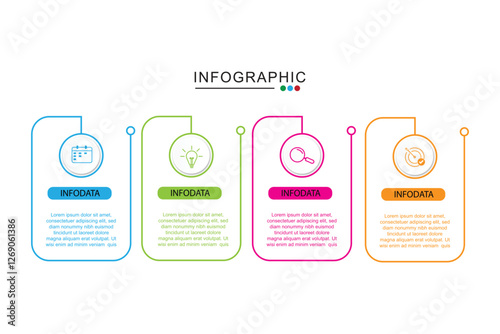 Infographic template vector element, 4 steps proses, vector illustration.