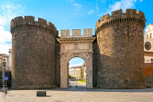 The Porta Capuana is a monumental Renaissance city gate flanked by two watchtowers at the entrance to the historic centre of Naples.