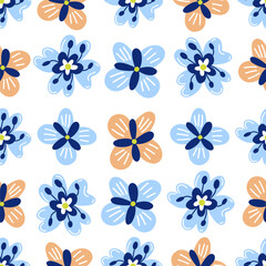 Acrylglasbilder Muster Niedliche Handgezeichnete Blumen im Flachstil  © Sirbon