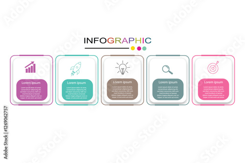 Infographic template vector element, 5 steps proses, vector illustration.