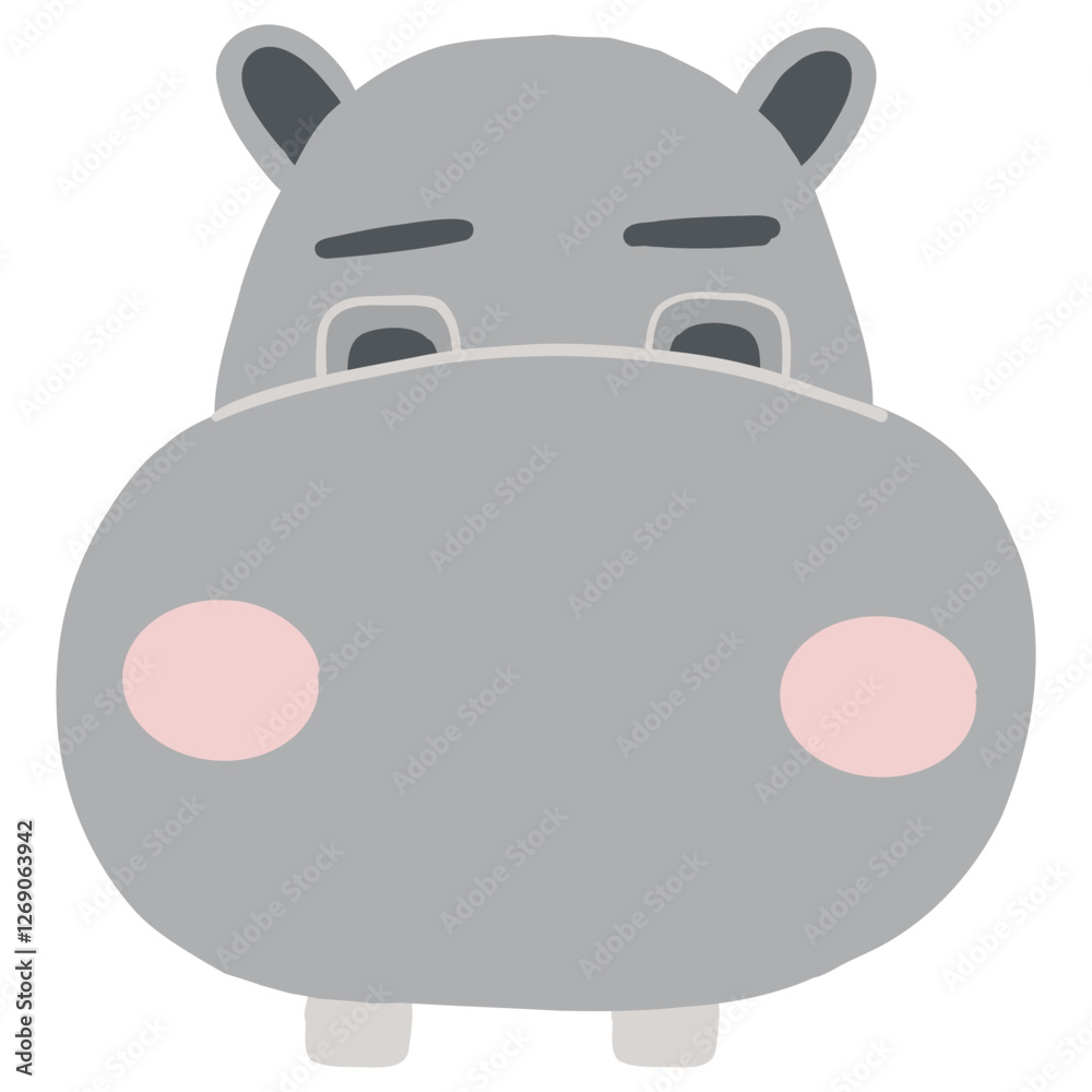 Cartoon hippo face with simple features and soft colors. Cartoon hippo face with simple features and soft colors.