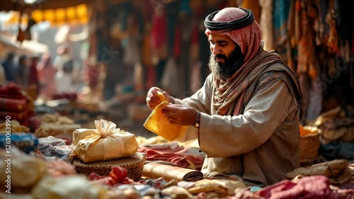 Arabian Merchant at a bustling marketplace