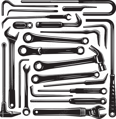 Black Color Crowbar Silhouette Vector Illustration design, Solid White Background