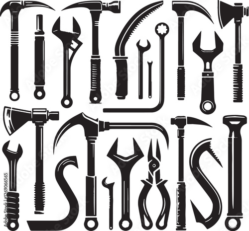 Black Color Crowbar Silhouette Vector Illustration design, Solid White Background