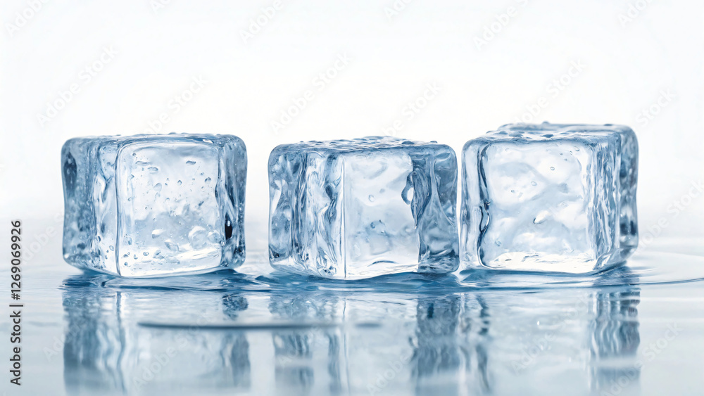 Clear, frozen ice cubes isolated on a white background Clear, frozen ice cubes isolated on a white background