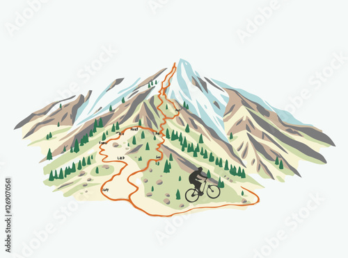 Mountain Bike Trail Map Illustration