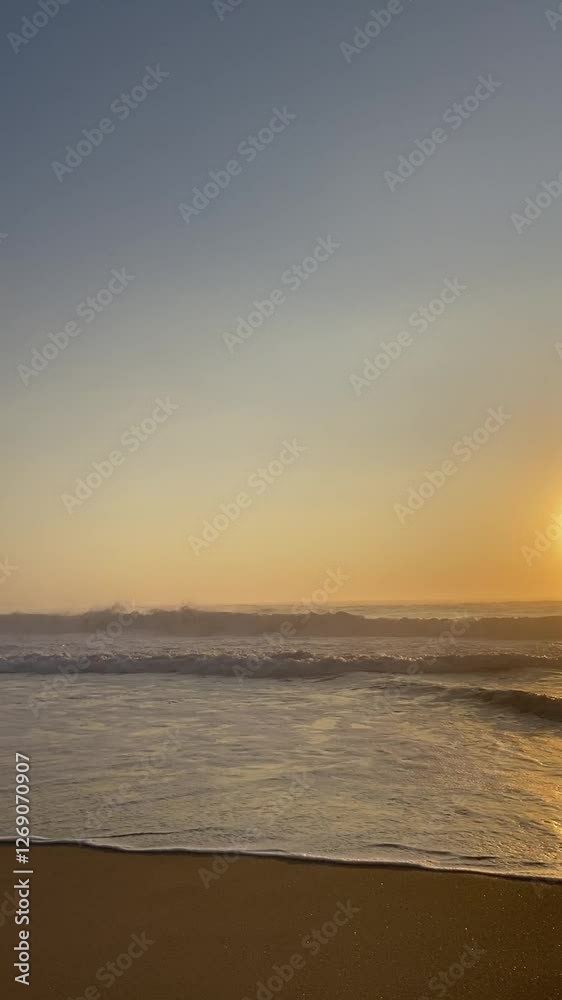 Cinematic sunset on the ocean. Sunset on the beach in Portugal. Golden sunset on the ocean beach. Cinematic sunset on the ocean. Sunset on the beach in Portugal. Golden sunset on the ocean beach.