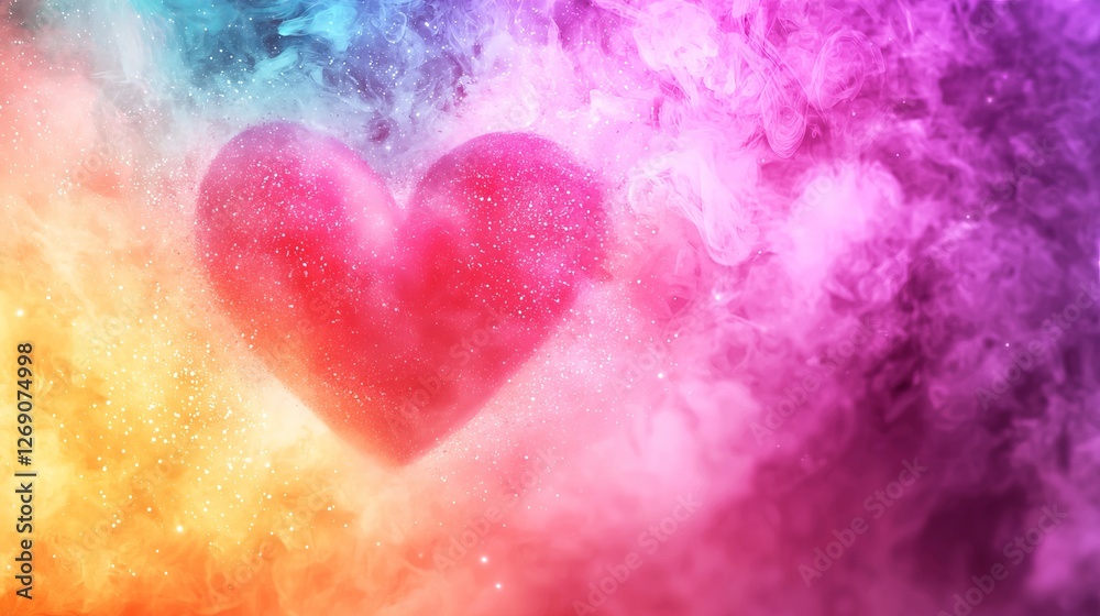 Watercolor style neon heart display, soft glows blending with dreamy pastel colors, artistic effect Watercolor style neon heart display, soft glows blending with dreamy pastel colors, artistic effect