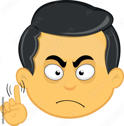 vector illustration yellow emoji character male, saying no with a hand gesture