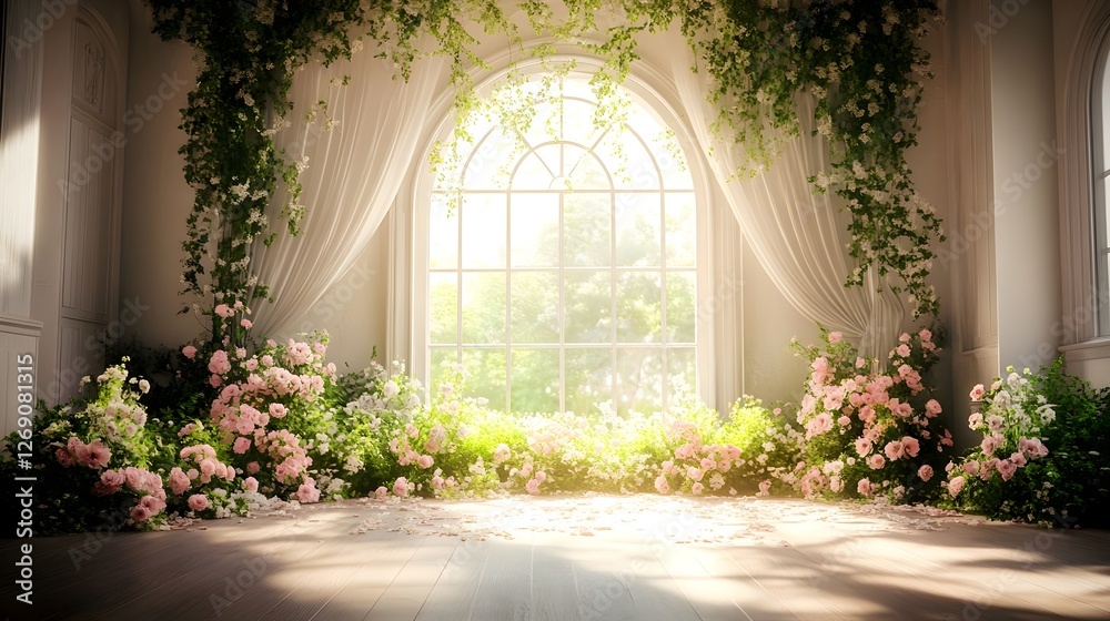 wedding backdrop with flower generative AI wedding backdrop with flower generative AI