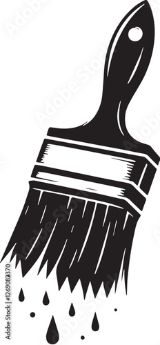 Black Color Paint Brush Set Silhouette Vector Illustration design, Solid White Background