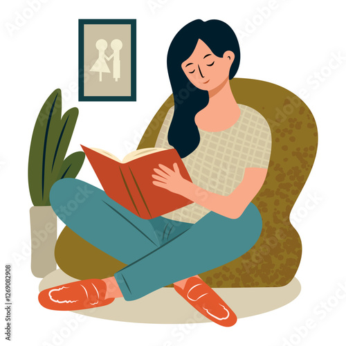 Bookcrossing, people reading books. Literature lovers, hobby and education concept. Student enjoying novel. Vector