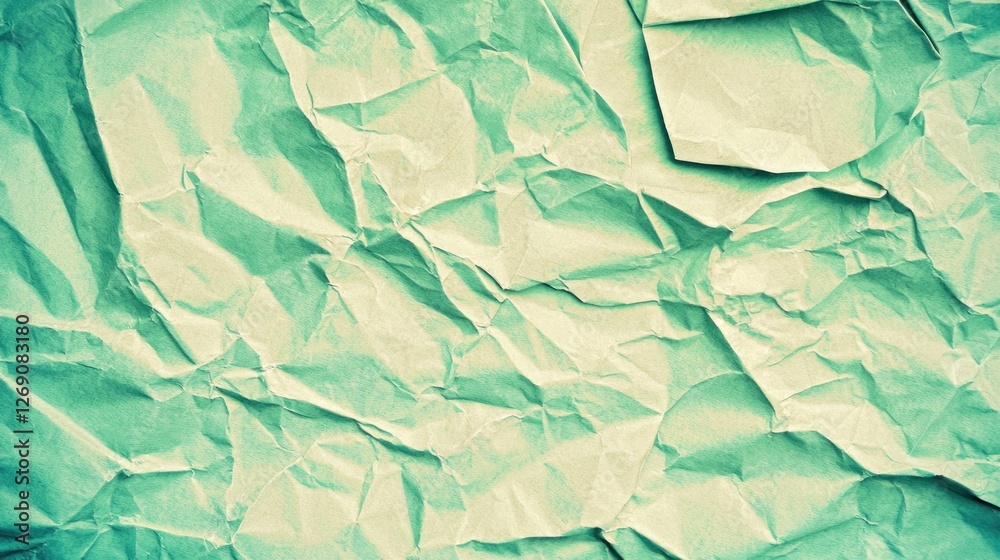 Fototapeta premium Abstract Green Crumpled Paper Texture Background