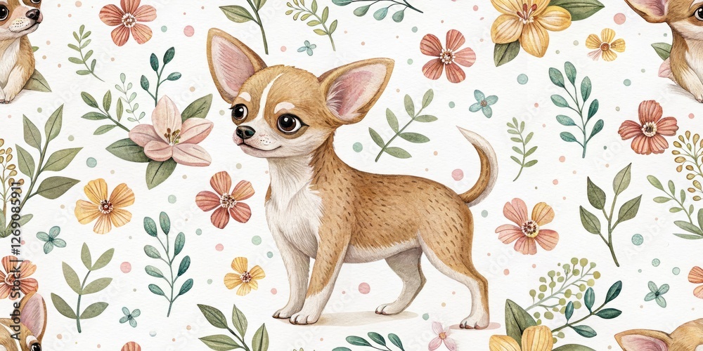Adorable Chihuahua Puppy Aerial Photo: Tiny Dog, High Angle, Playful Pup, Cute Dog Photoshoot