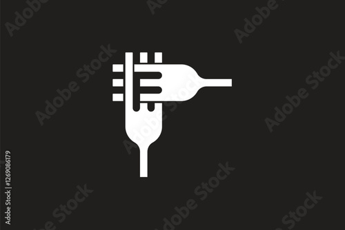 letter F and forks logo design
