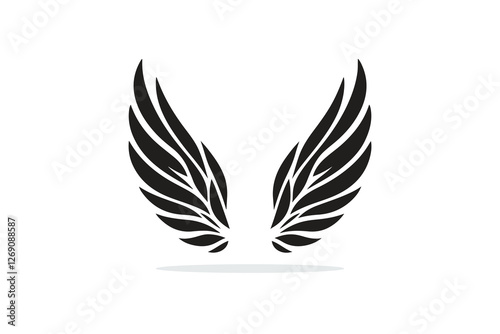  silhouette of angel wings in black and white