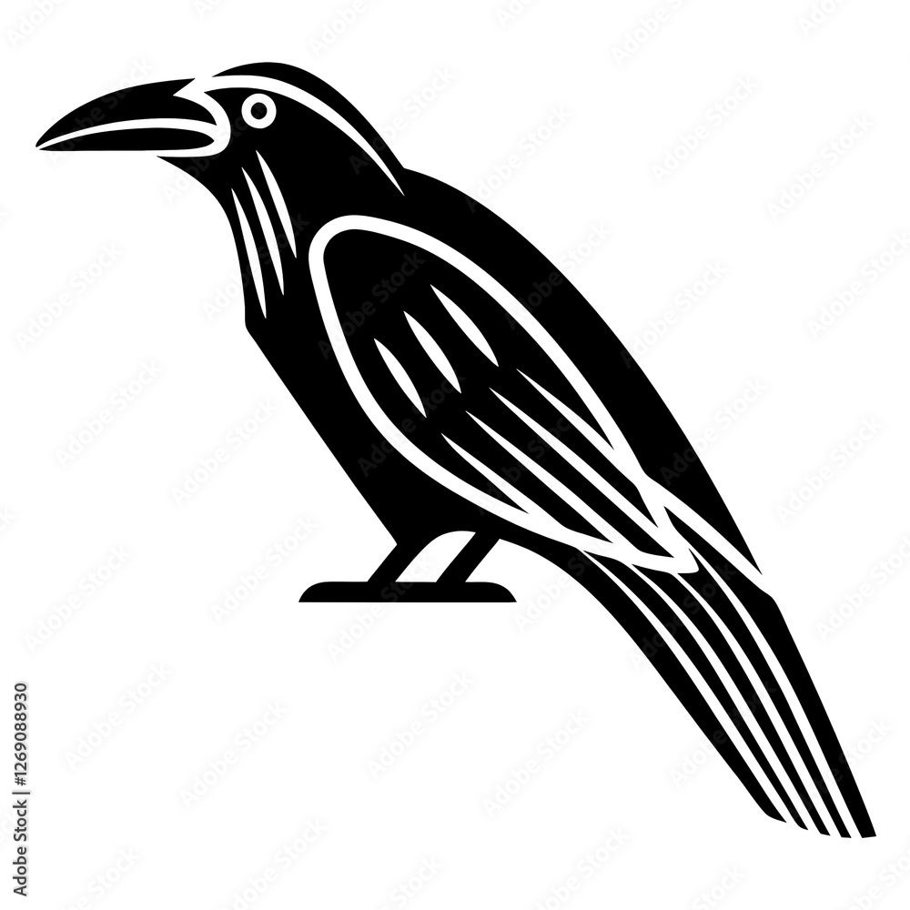 Obraz premium a crow art silhouette vector illustration on white background silhouette vector illustration, logo type