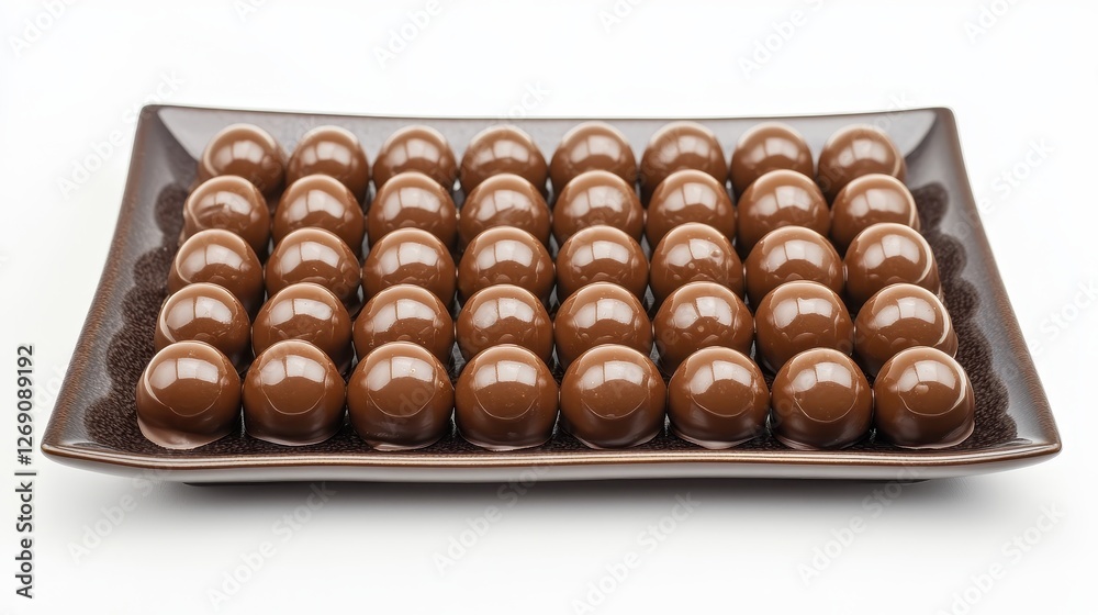 Neatly Arranged Truffles on White Background Neatly Arranged Truffles on White Background