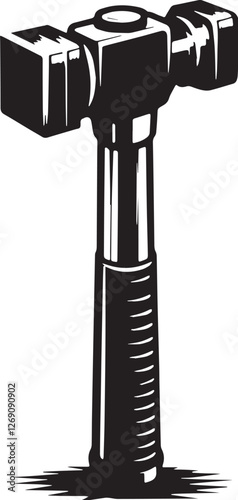 Black Color Sledgehammer Silhouette Vector Illustration design, Solid White Background