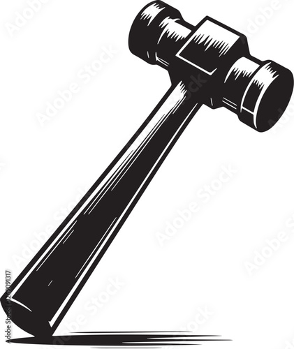 Black Color Sledgehammer Silhouette Vector Illustration design, Solid White Background