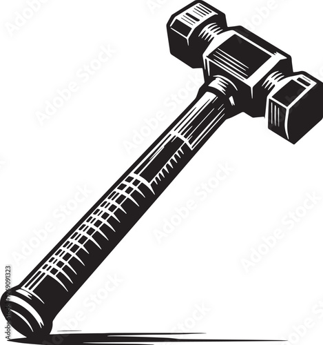 Black Color Sledgehammer Silhouette Vector Illustration design, Solid White Background