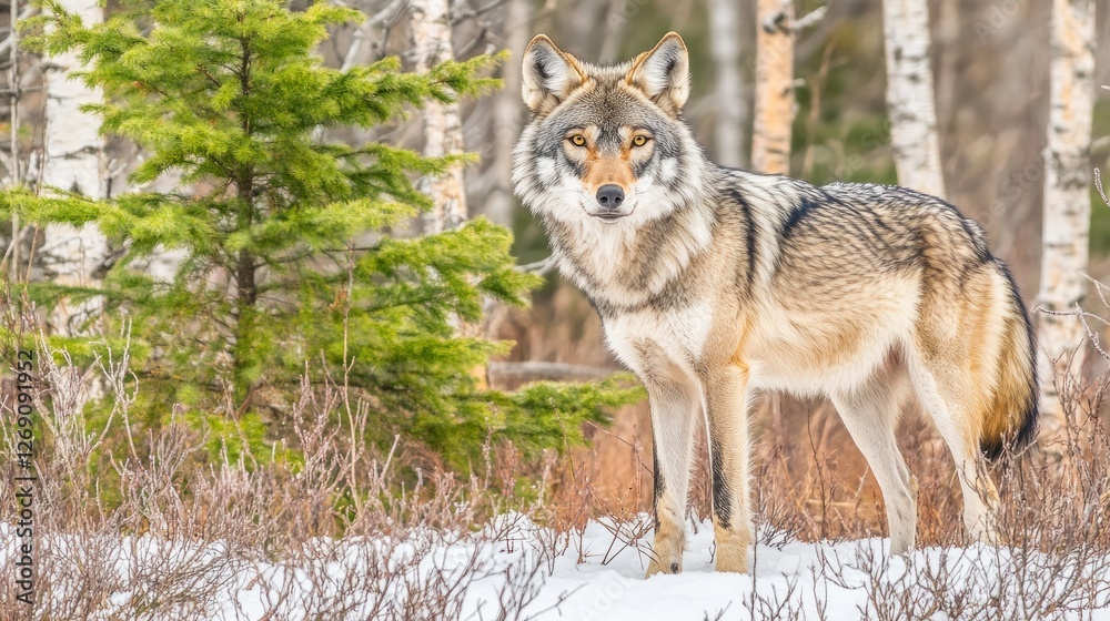 Fototapeta premium Majestic Gray Wolf in Winter Wonderland