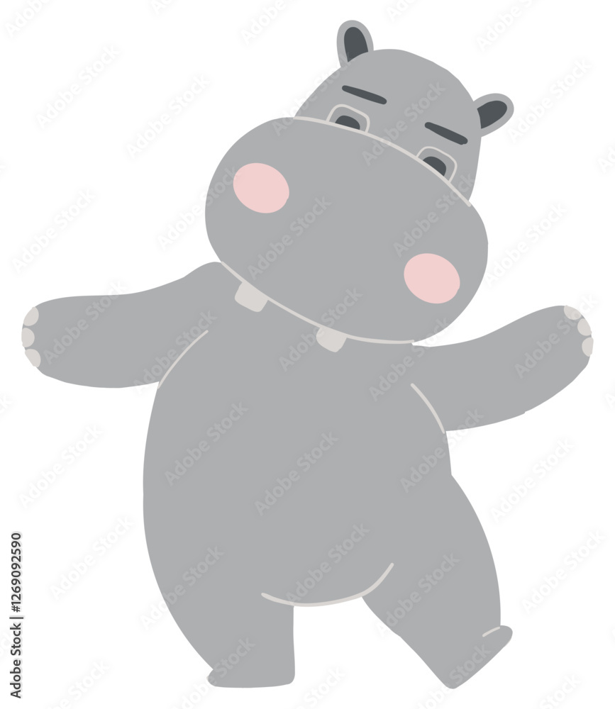 Cute cartoon hippo character with a cheerful expression. Cute cartoon hippo character with a cheerful expression.