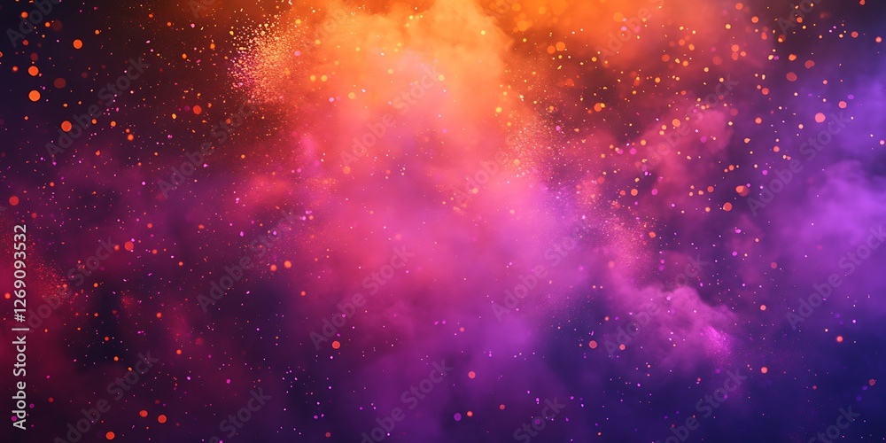 Naklejka premium Colored powder explosion. Abstract closeup dust on backdrop. Colorful explode. Paint holi