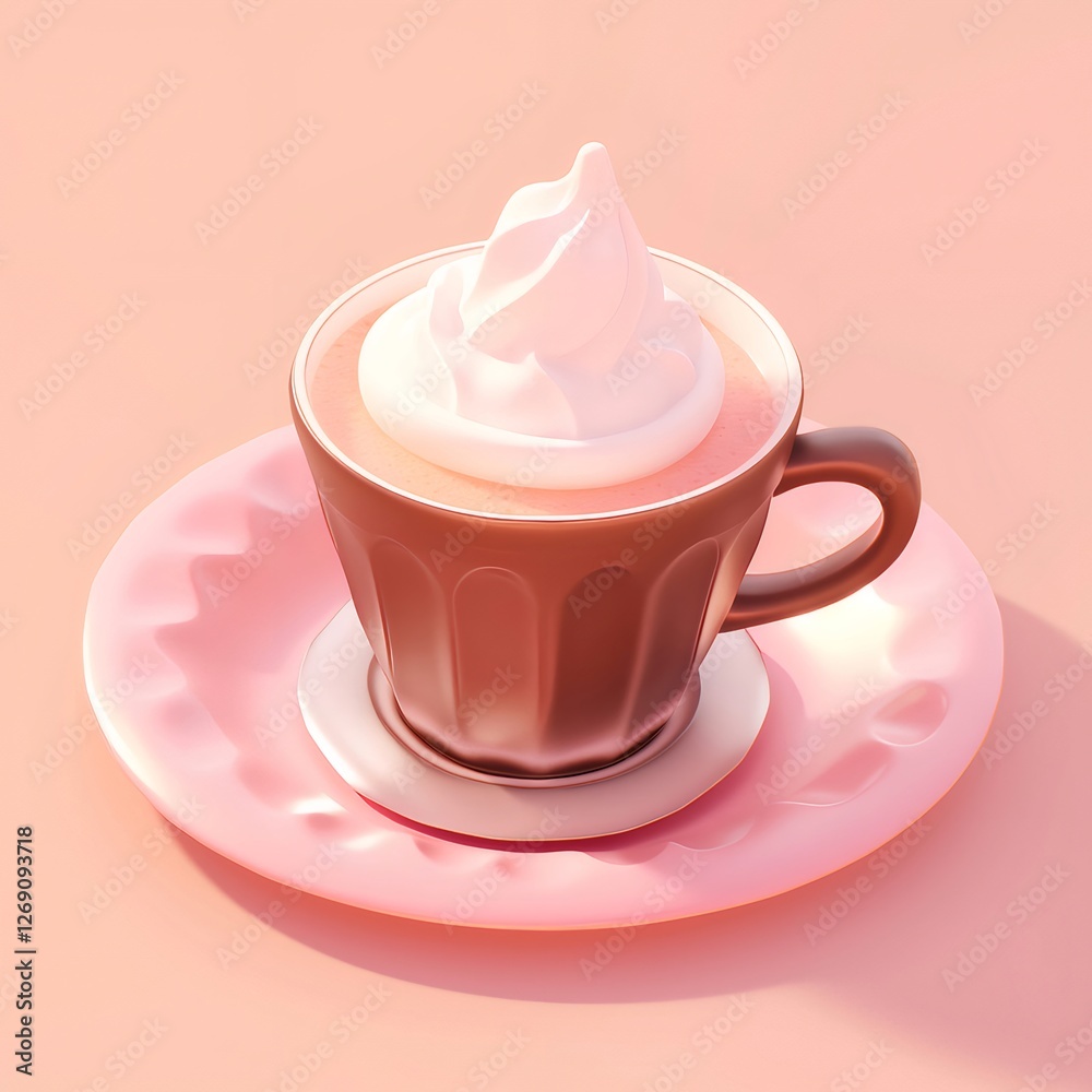 Whipped cream coffee, pink studio, sunlight, dessert menu Whipped cream coffee, pink studio, sunlight, dessert menu