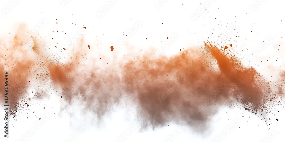 abstract powder splatted background, Freeze motion of brown red powder exploding/throwing red powder abstract powder splatted background, Freeze motion of brown red powder exploding/throwing red powder