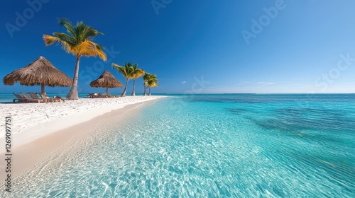 Tropical beach serenity caribbean coast landscape photography calm waters wide angle tranquil escape