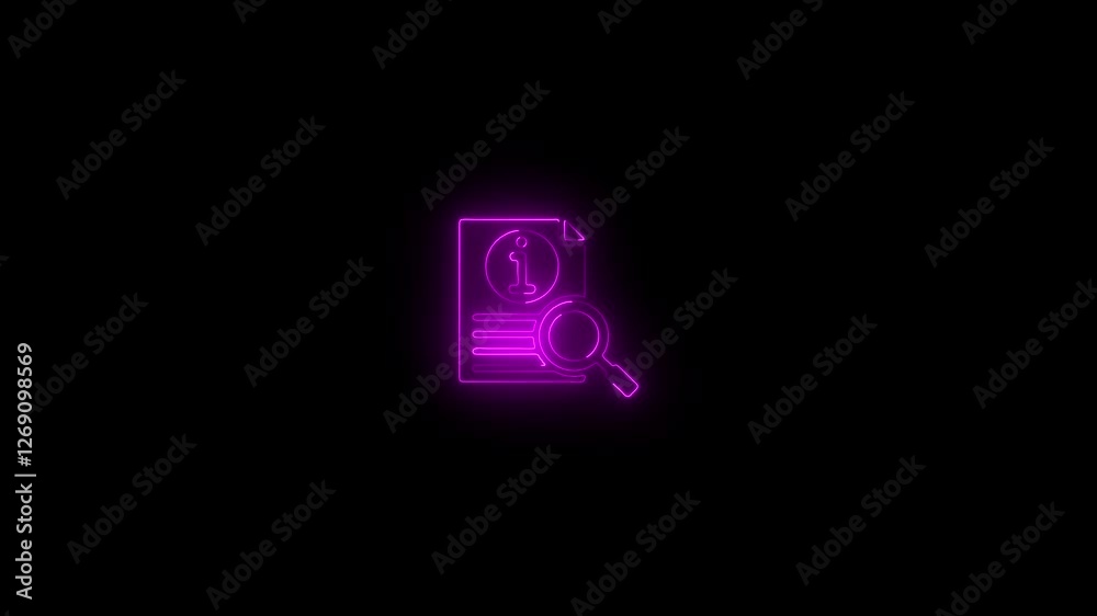 glowing neon line File and magnifying glass icon. Analytic research sign.motion graphic animation with green screen glowing neon line File and magnifying glass icon. Analytic research sign.motion graphic animation with green screen