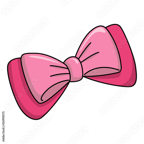 Fiocco rosa. Disegno simpatico stile fumetto. Vettoriale editabile