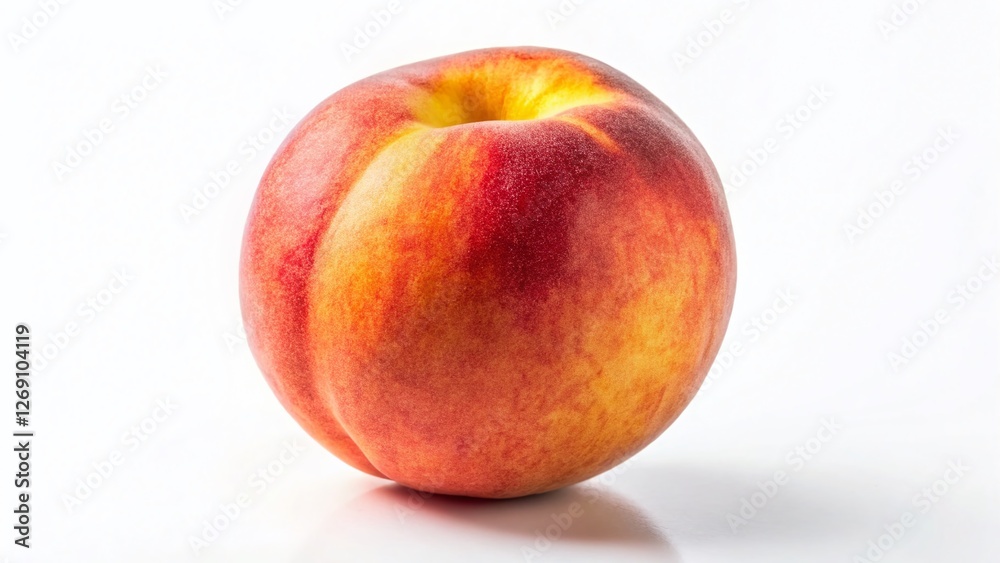Panoramic Juicy Peach on White Background - Fresh Summer Fruit Stock Photo Panoramic Juicy Peach on White Background - Fresh Summer Fruit Stock Photo