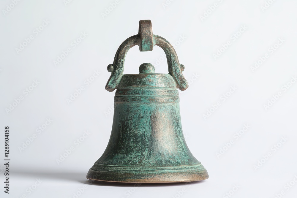 Fototapeta premium Vintage Bell on Plain White Background