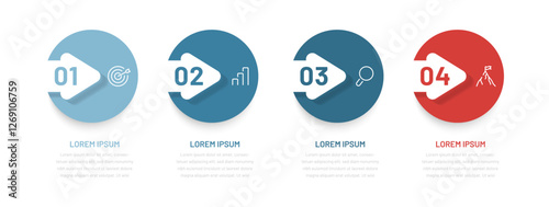 Business infographics with 4 steps. Infographics for presentations, booklets, reports, and websites. Process diagram