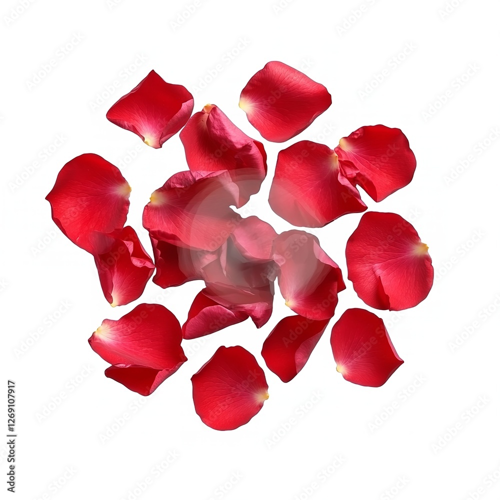 Nine Red Rose Petals Arranged in a Grid-Like Pattern on a White Background, Showcasing Their Unique Shapes and Curvatures Nine Red Rose Petals Arranged in a Grid-Like Pattern on a White Background, Showcasing Their Unique Shapes and Curvatures