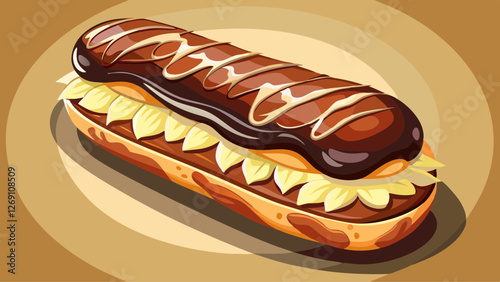 French eclair grazed with chocolate