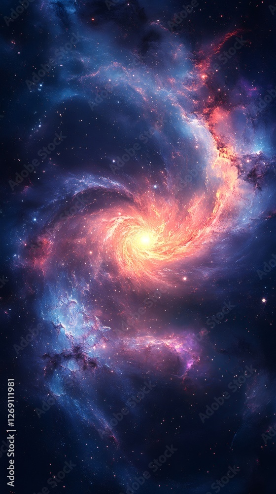 Fototapeta premium Cosmic dust and gas clouds creating a breathtaking nebula in a spiral galaxy