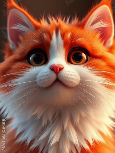 Orange and white cat Very cute and beautiful image. 