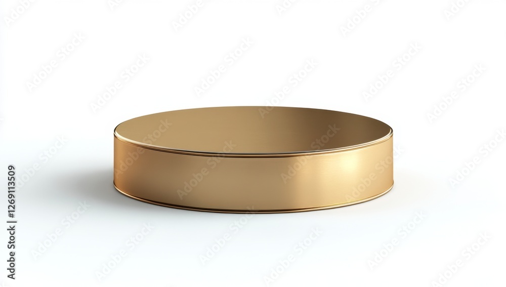 Gold Circular Display Platform Against White Background Gold Circular Display Platform Against White Background