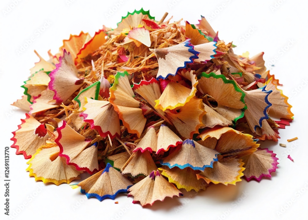 Pencil Shavings on White Background - Detailed Macro Stock Photo Pencil Shavings on White Background - Detailed Macro Stock Photo