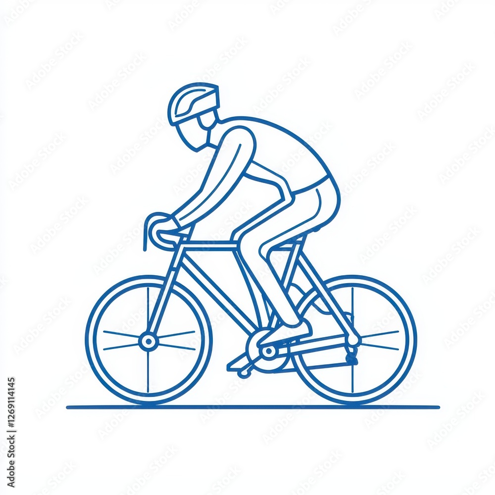 Obraz premium Simple Line Drawing of a Person Riding a Bicycle in a Minimalist Style
