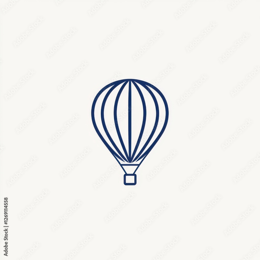 Naklejka premium Simple Line Drawing of a Hot Air Balloon Floating in the Sky