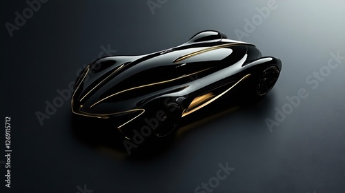 Futuristic black sports car design with sleek lines and glowing accents, perfect for automotive enthusiasts and modern technology lovers. photo