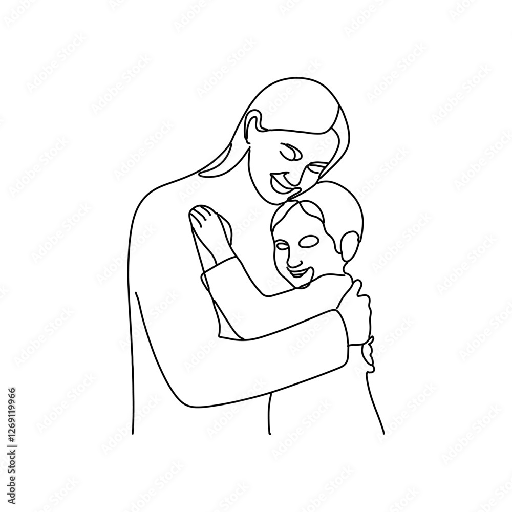 The warm and loving relationship between a young mother and child is embodied in a single-line drawing. Happy Mother’s Day! The warm and loving relationship between a young mother and child is embodied in a single-line drawing. Happy Mother’s Day!