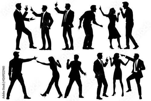 shadow shilloute People  are showing quarrel gesture Yelling at each other